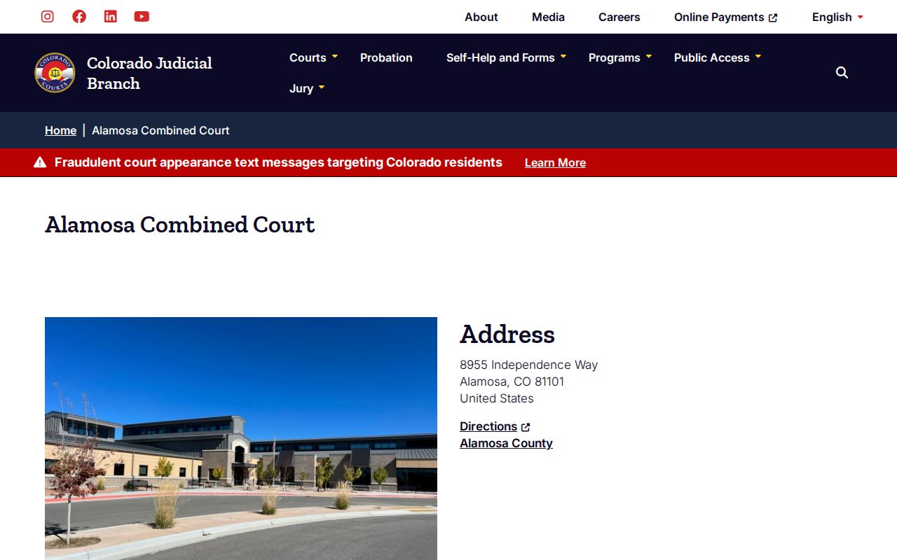 Official Alamosa Combined Court location and contact page
